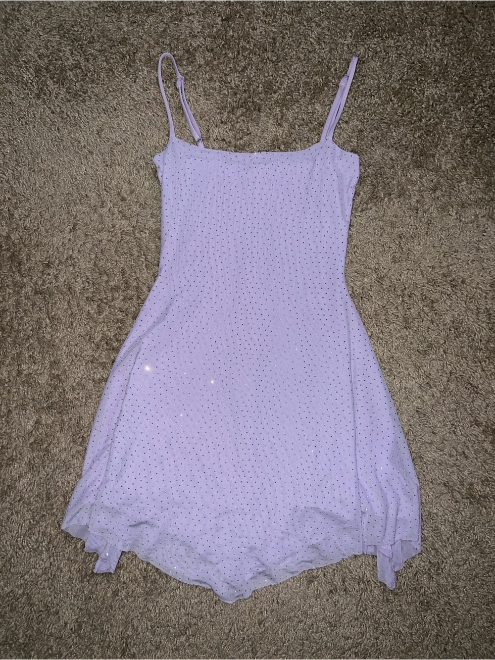 Lilac Polka Dot Spaghetti Strap Dress
